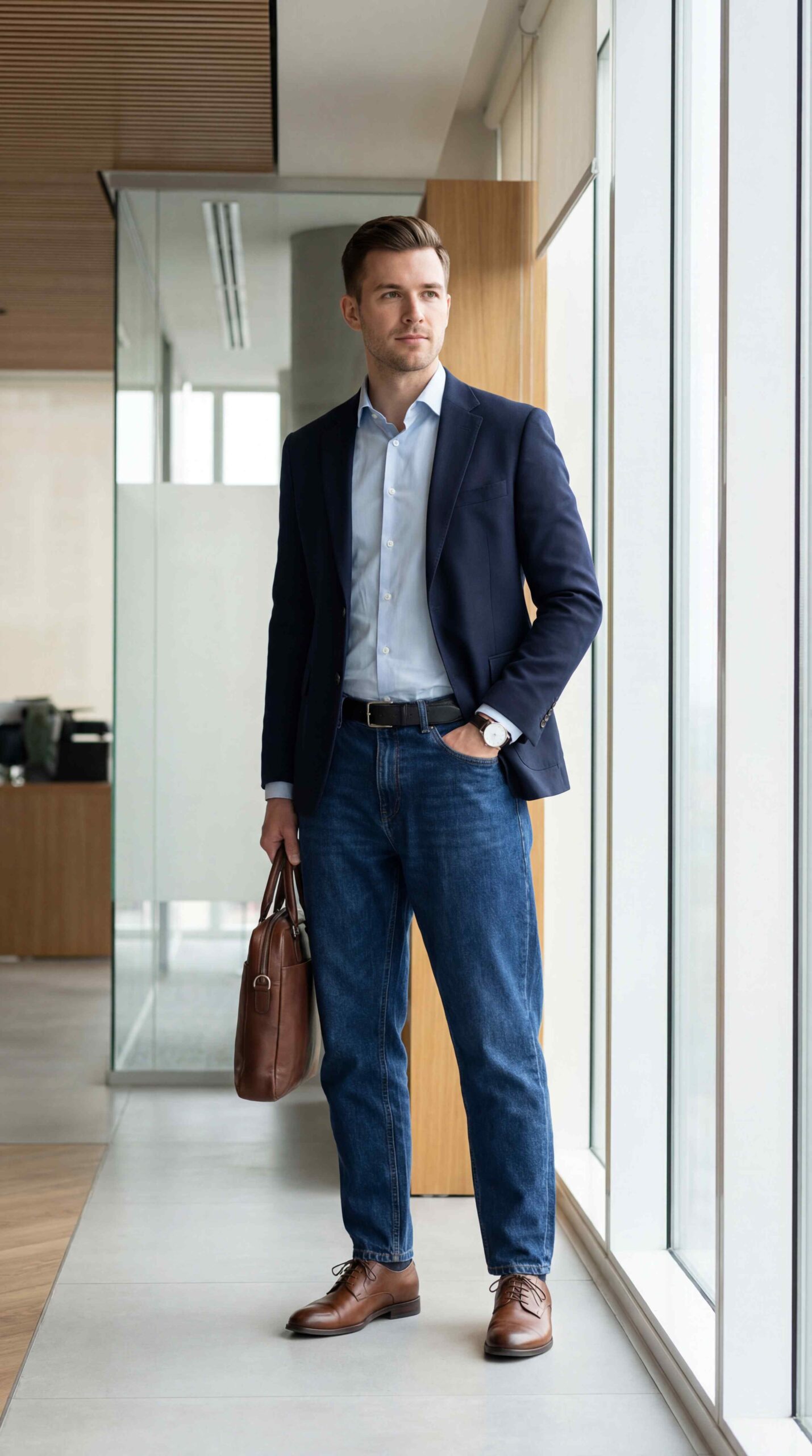 Smart Casual Baggy Jeans Outfit Men