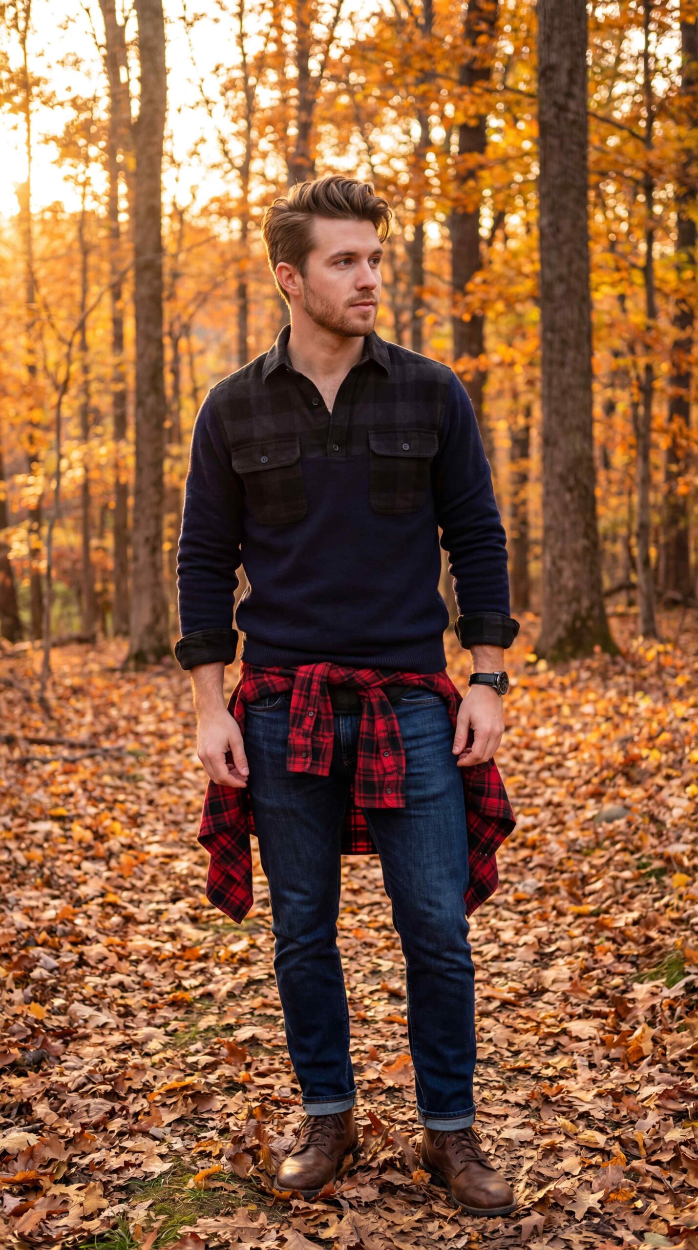 Layered Black Shirt Fall Look