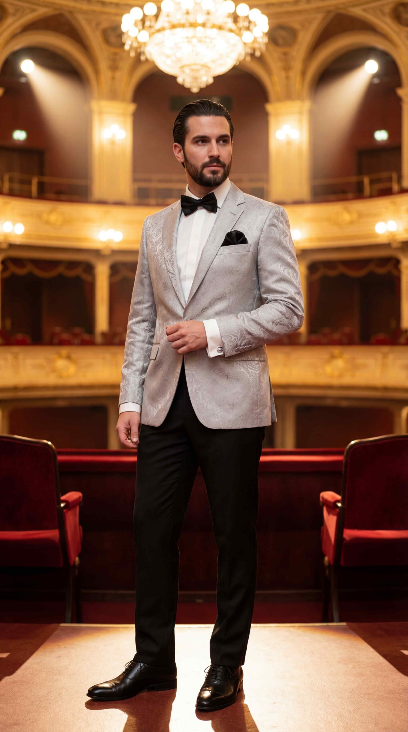 Silver Brocade Formal Men Outfit