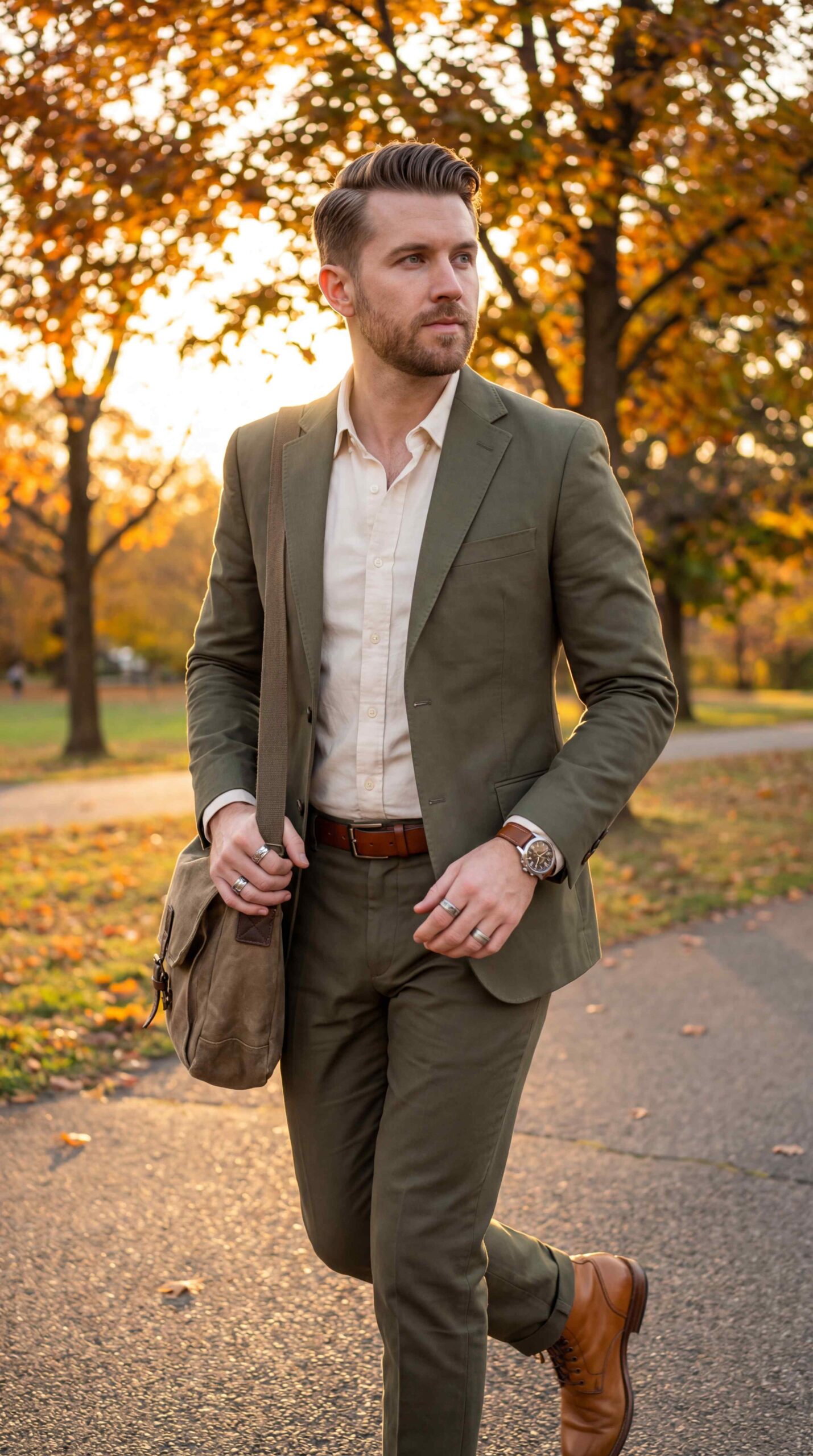 Olive Semi Formal Men Outfit