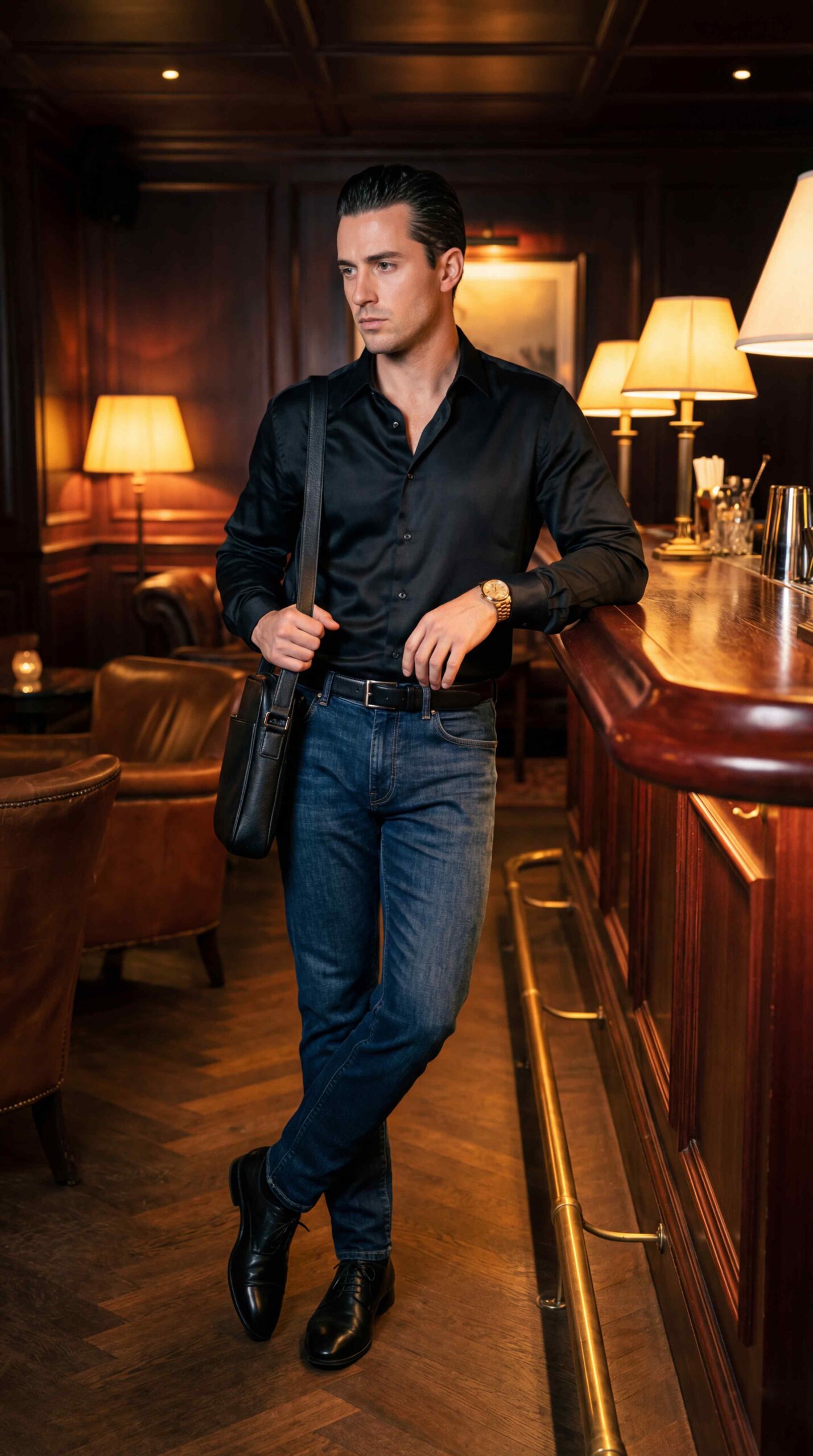 Evening Blue Jeans Outfit Men