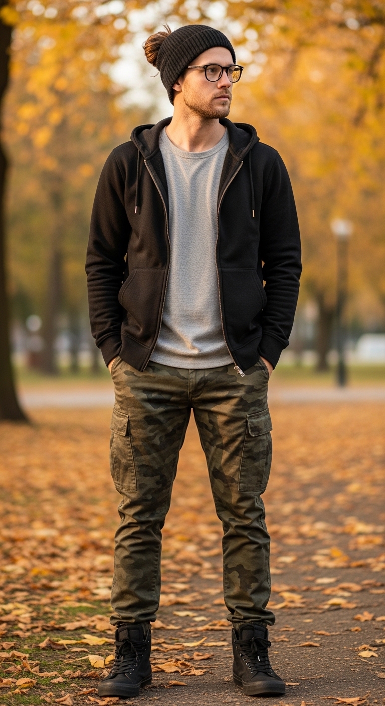 Layered Hoodie Camo Look