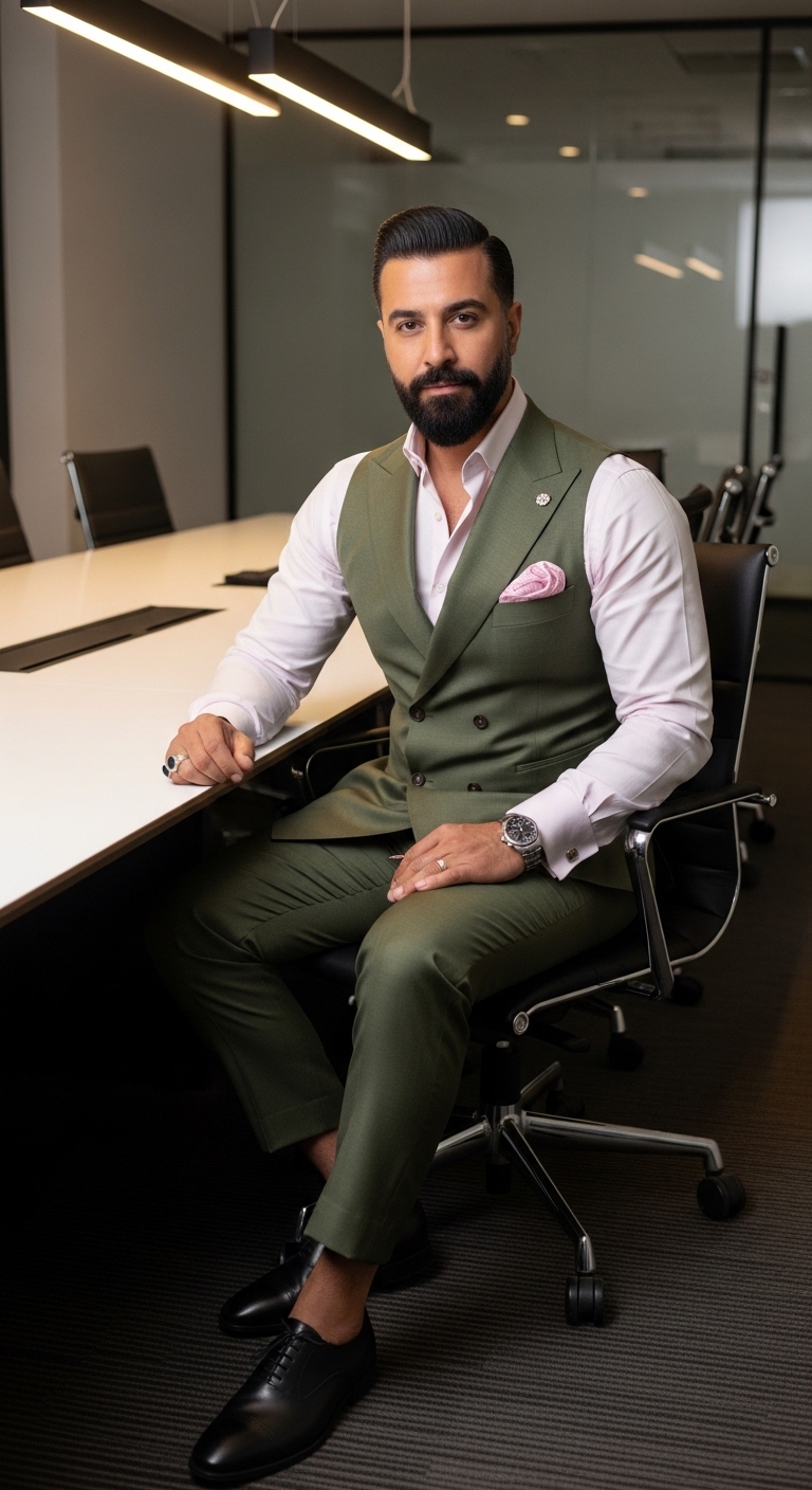 Smart Olive Suit Style