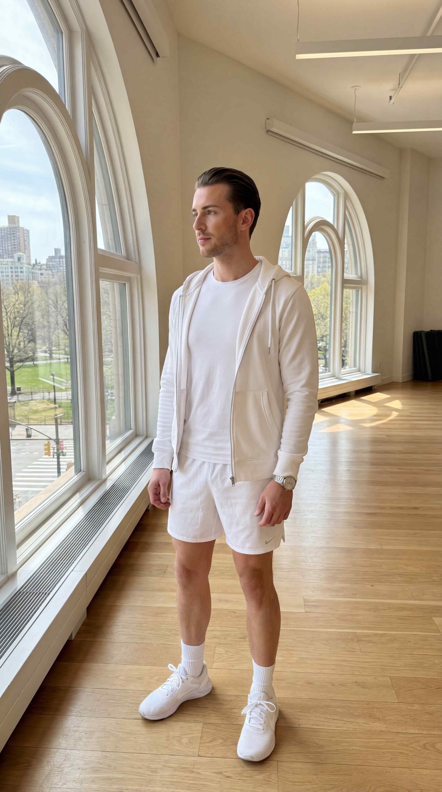Minimalist White Gym Outfit Men