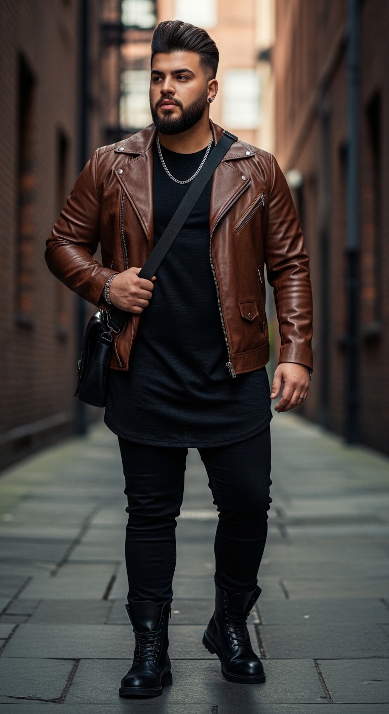 Edgy Leather Jacket Jersey