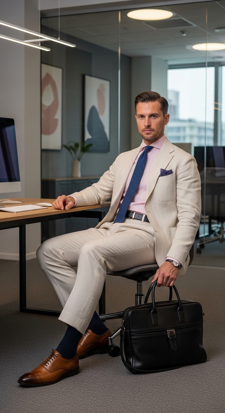 Cream Linen Office Ready