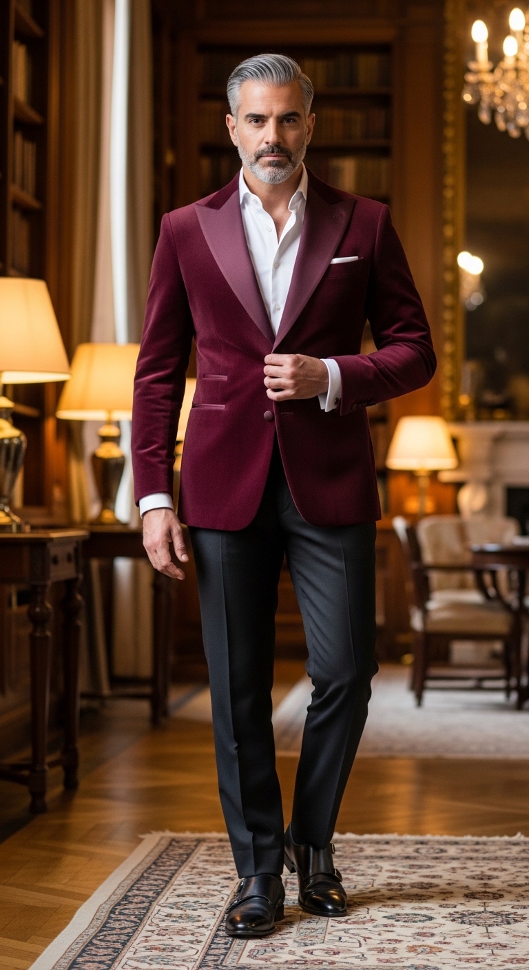 Burgundy Velvet Blazer
