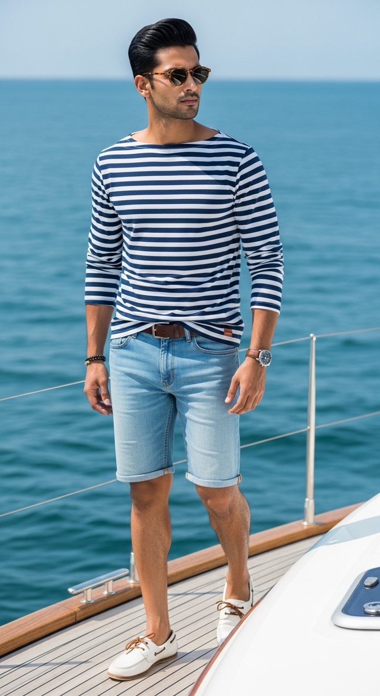 Striped Shirt Outfit Men Nautical