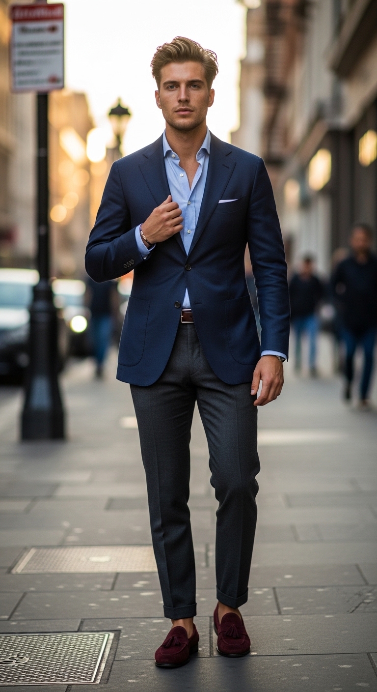 Classic Navy Blazer Smart Casual